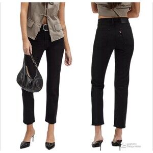 Levi's Premium Women's Ankle Jeans Wedgie Straight Black Size 26 Button Front